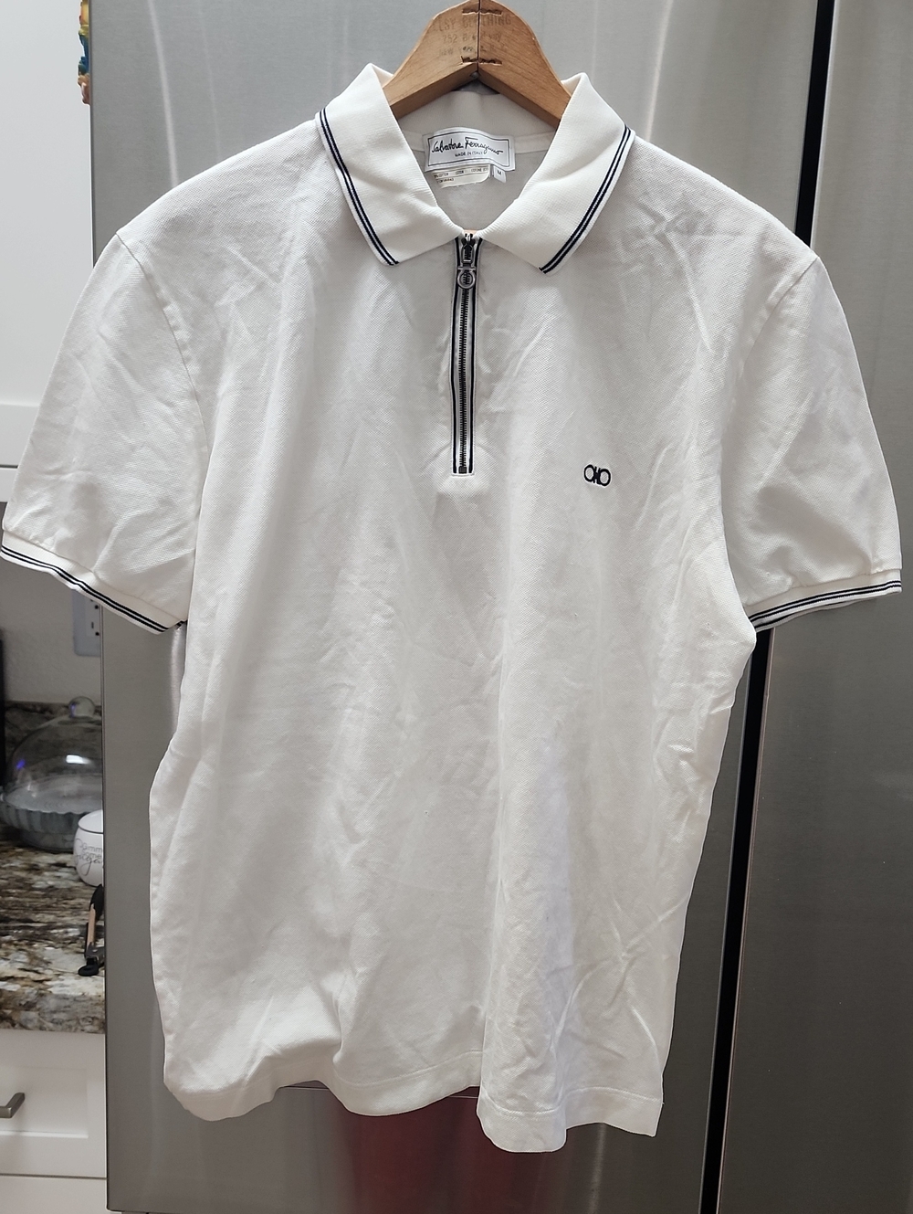 Salvatore Ferragamo  Mens White Polo Shirt Size M
